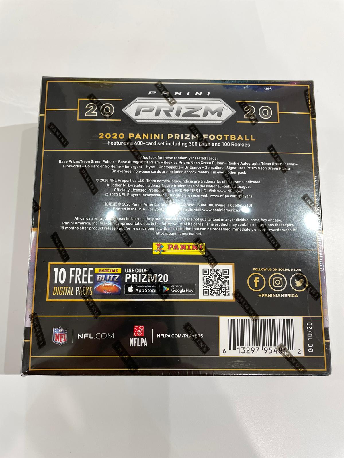 2020 Panini Prizm Football Box (4cards per pack/ 10 packs per box) (1 Autograph per box)