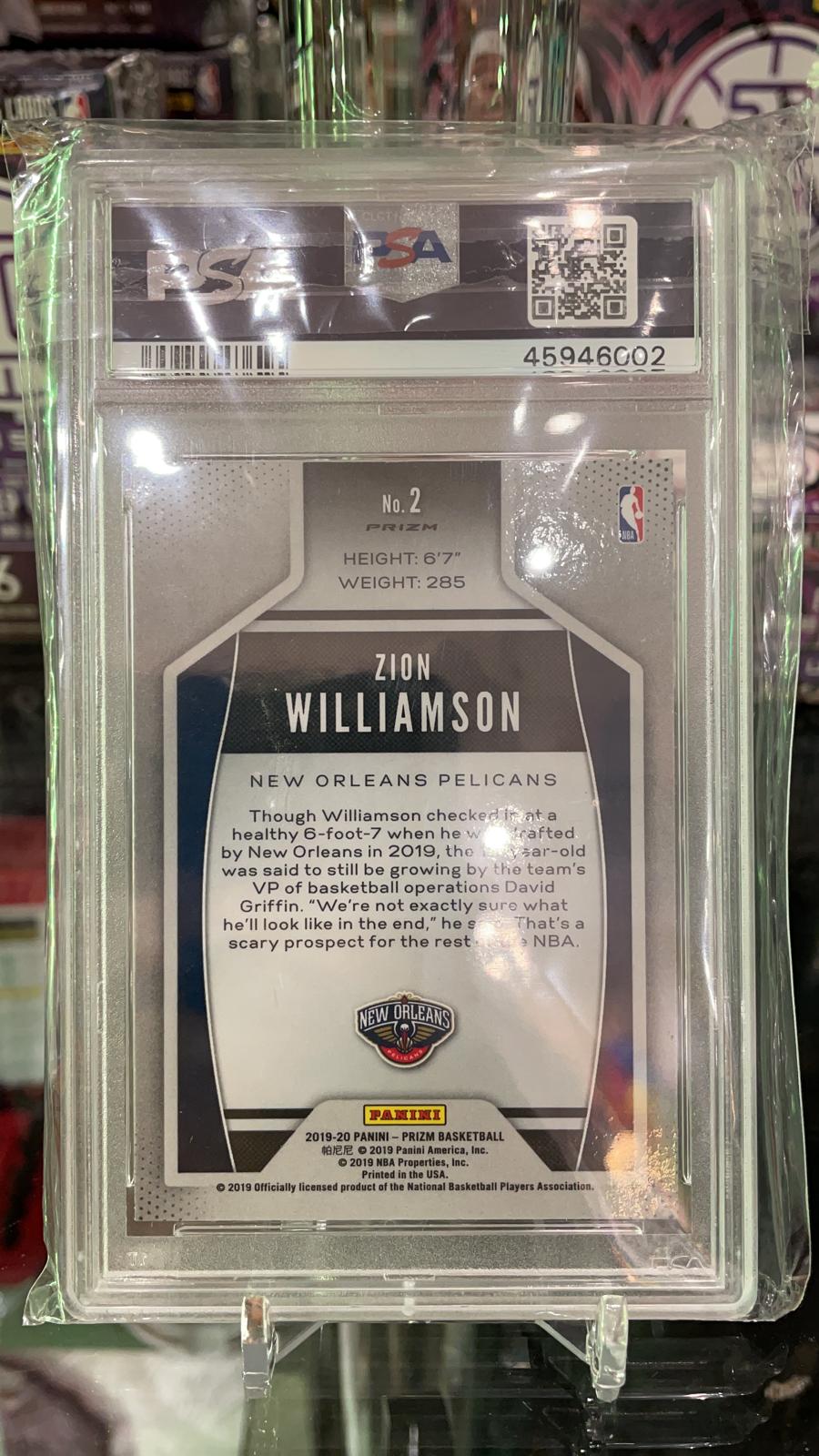 2019 Panini Prizm Zion Williamson- Silver Prizm PSA 8
