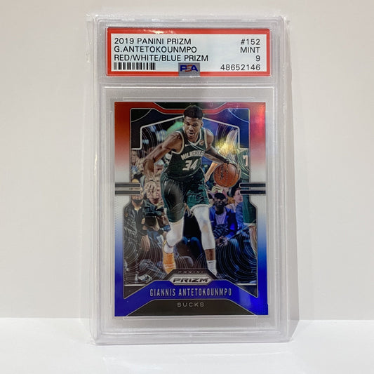 2019 Panini Prizm G.Antetokounmpo Red/White/Blue #152 PSA 9