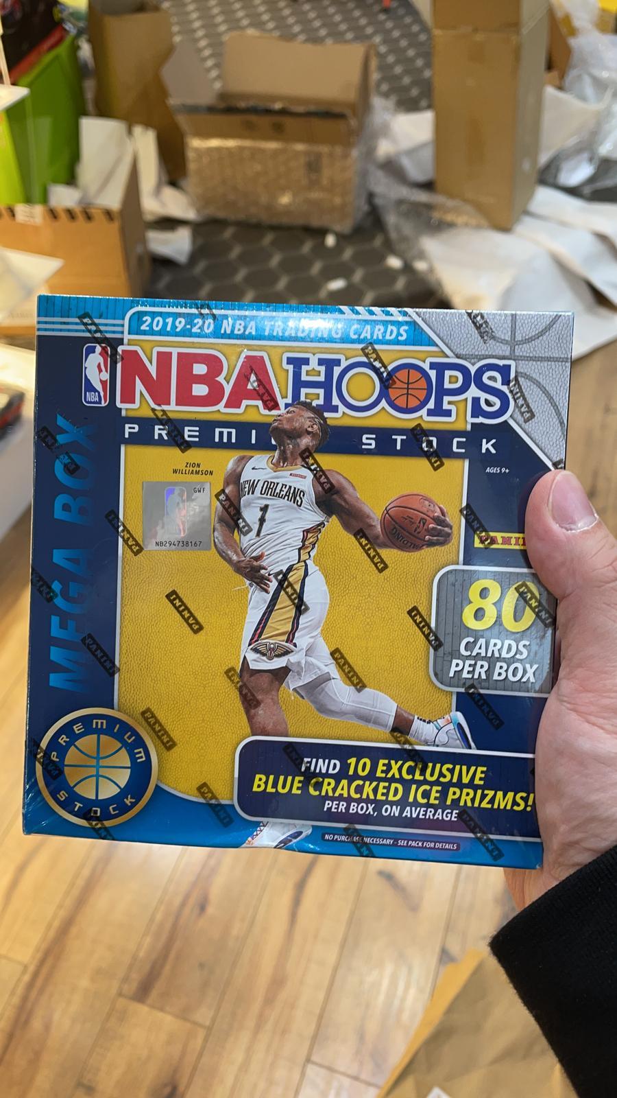 2019/20 panini hoops premium stock Mega Box (10 Exclusive blue Cracked Ice Prizms) 80 Cards