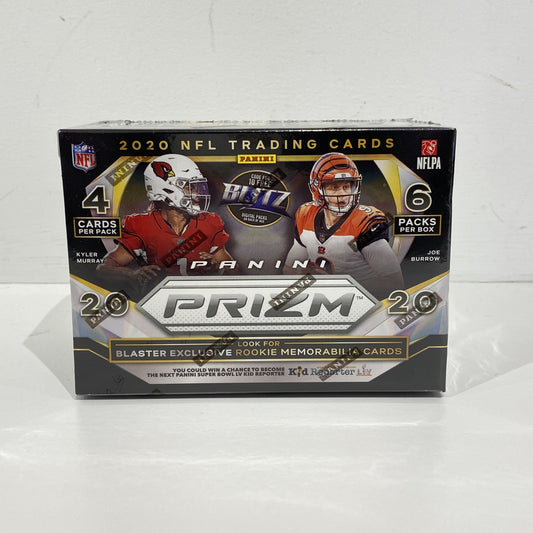 2020 Panini Prizm Football Blaster Box (24 cards per box) (5 base or rookies lazer prizms per box)