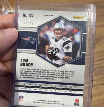 2021 Panini Mosaic #137 TOM BRADY Pink Mosaic Prizm Parallel /49 No Huddle SSP (Single)