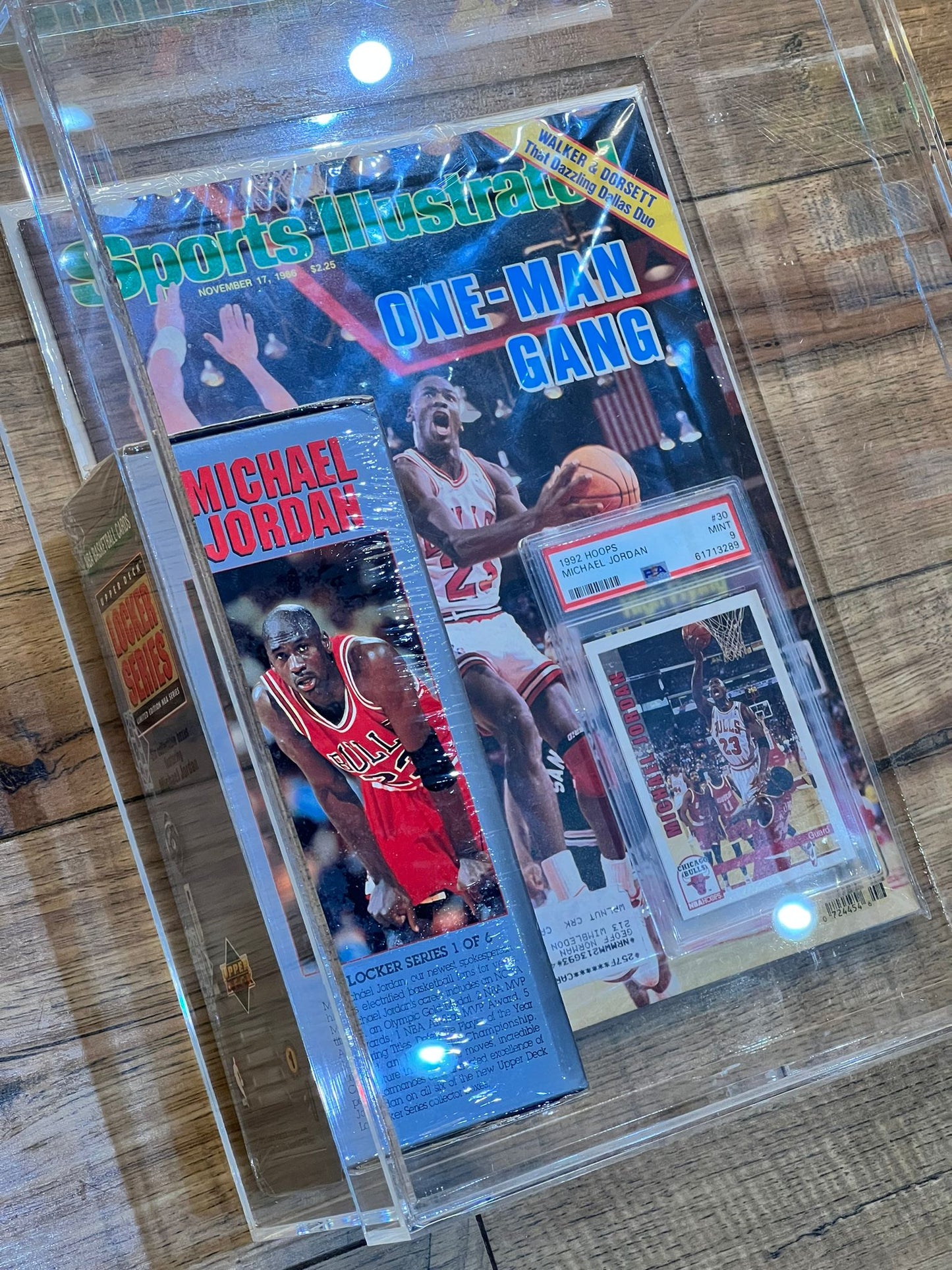 Michael Jordan 90s magazine + slab + sealed card pack bundle