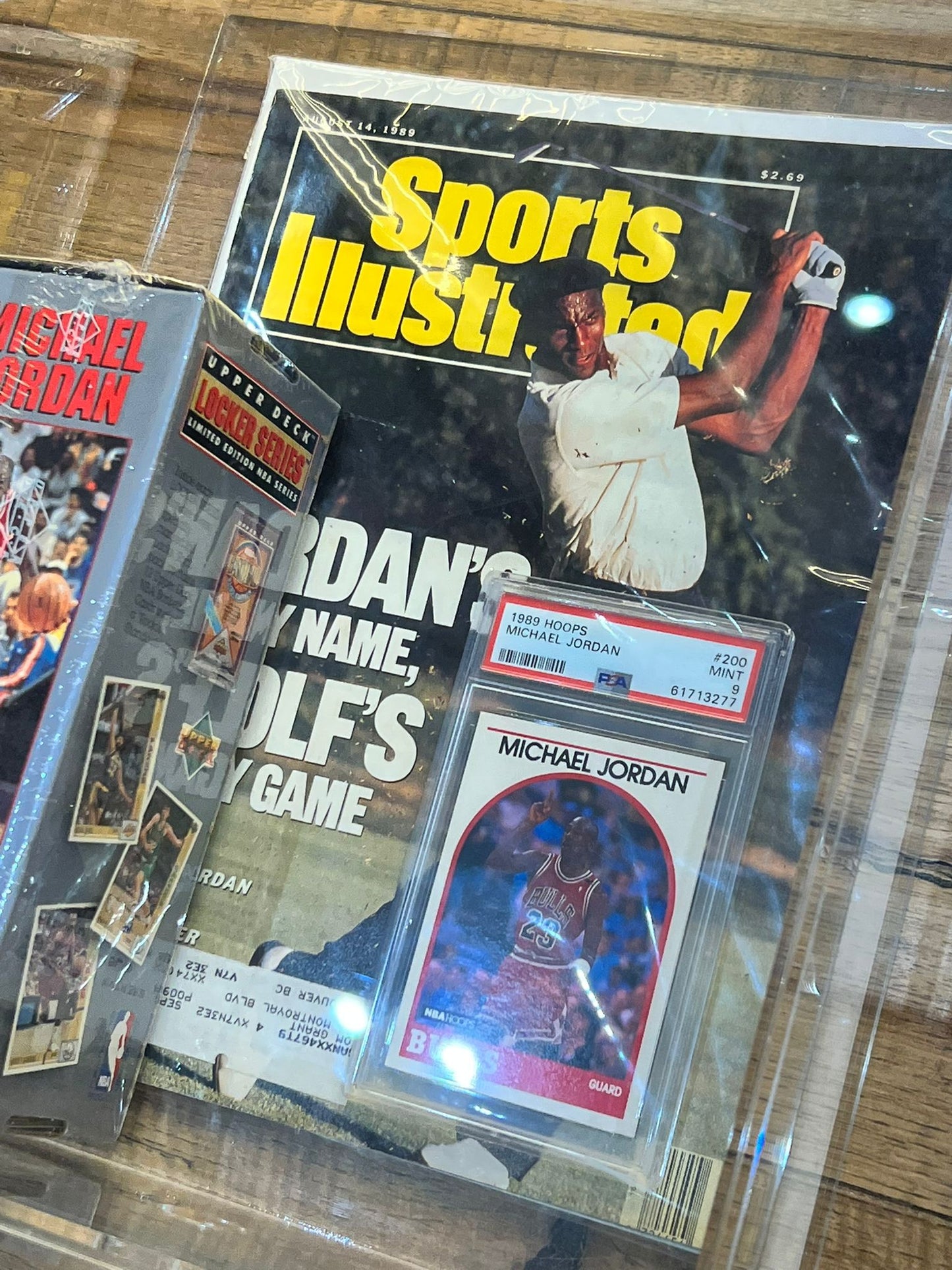 Michael Jordan 90s magazine + slab + sealed card pack bundle