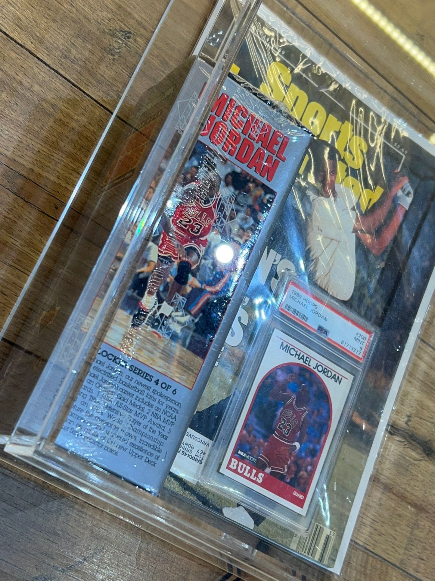 Michael Jordan 90s magazine + slab + sealed card pack bundle