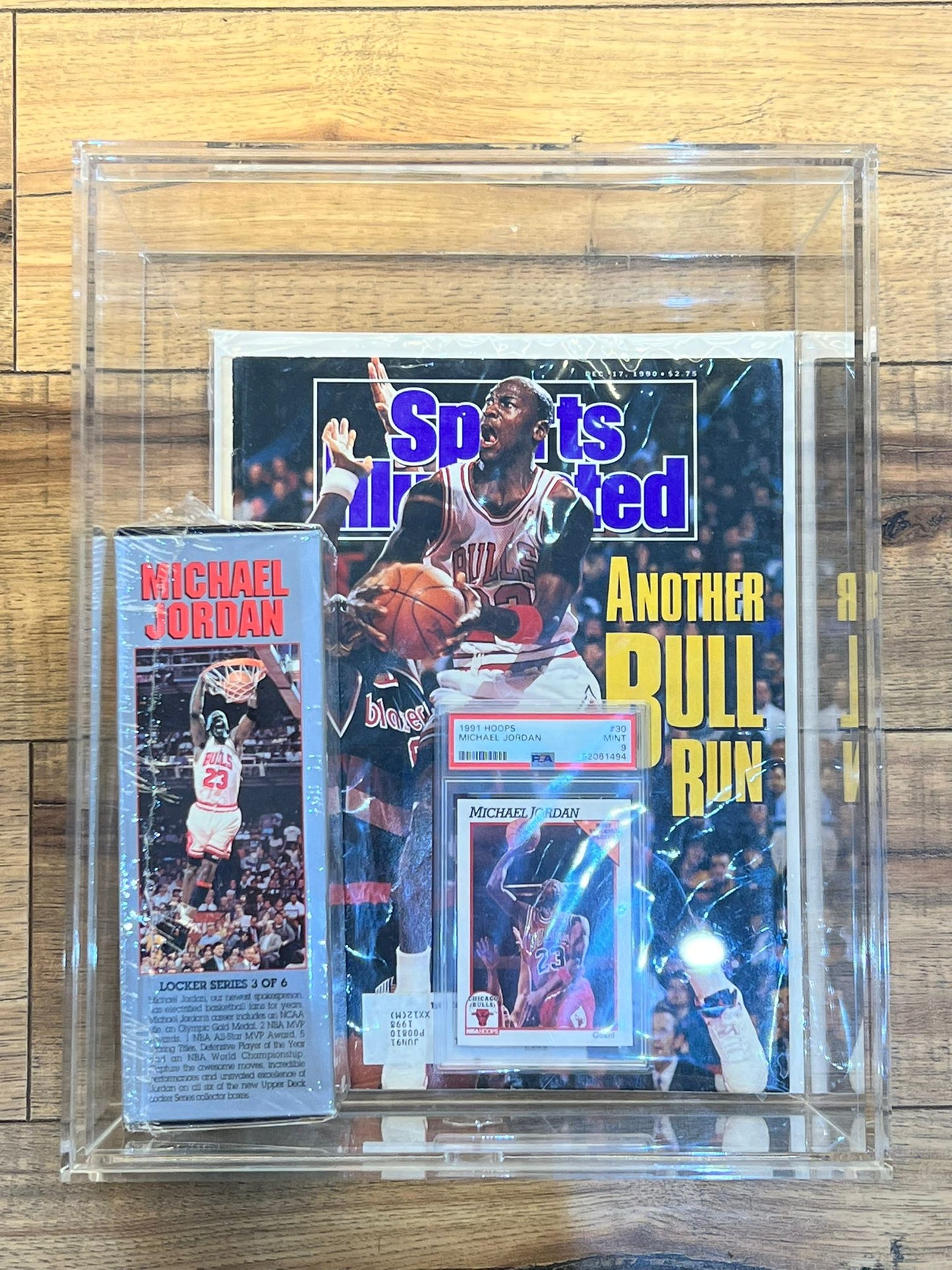 Michael Jordan 90s magazine + slab + sealed card pack bundle