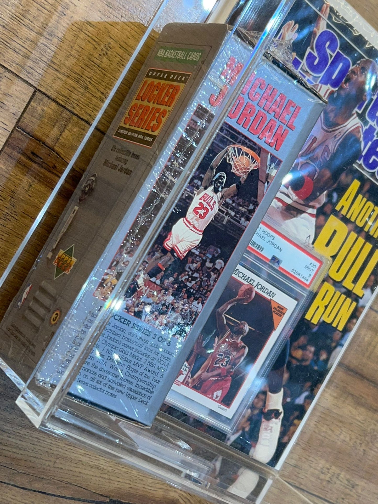 Michael Jordan 90s magazine + slab + sealed card pack bundle
