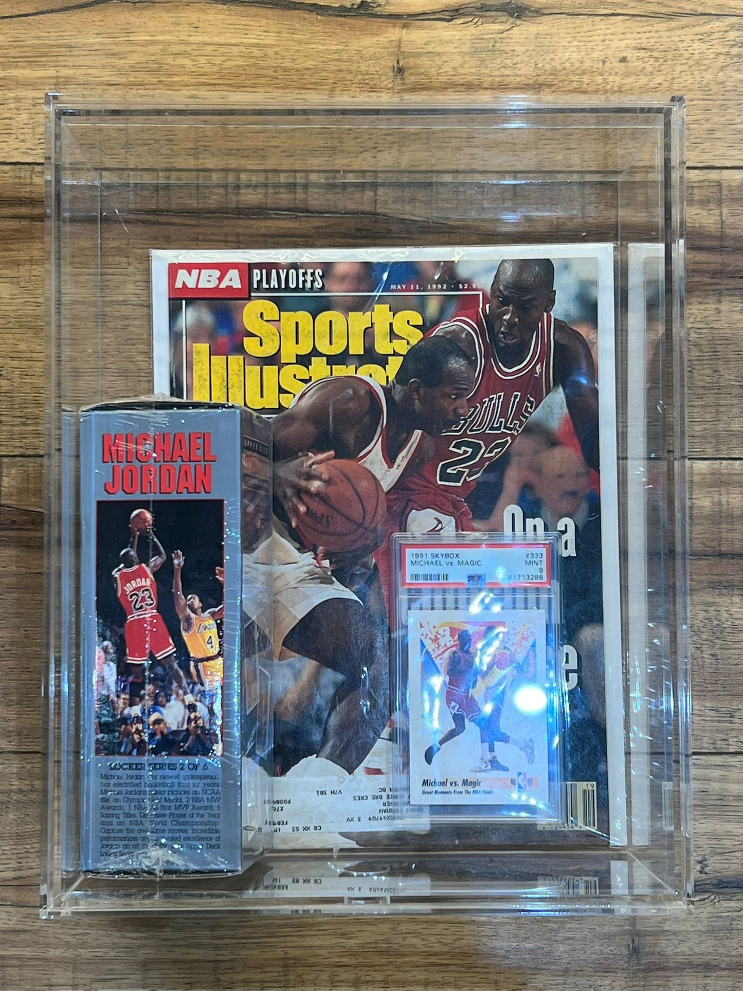 Michael Jordan 90s magazine + slab + sealed card pack bundle