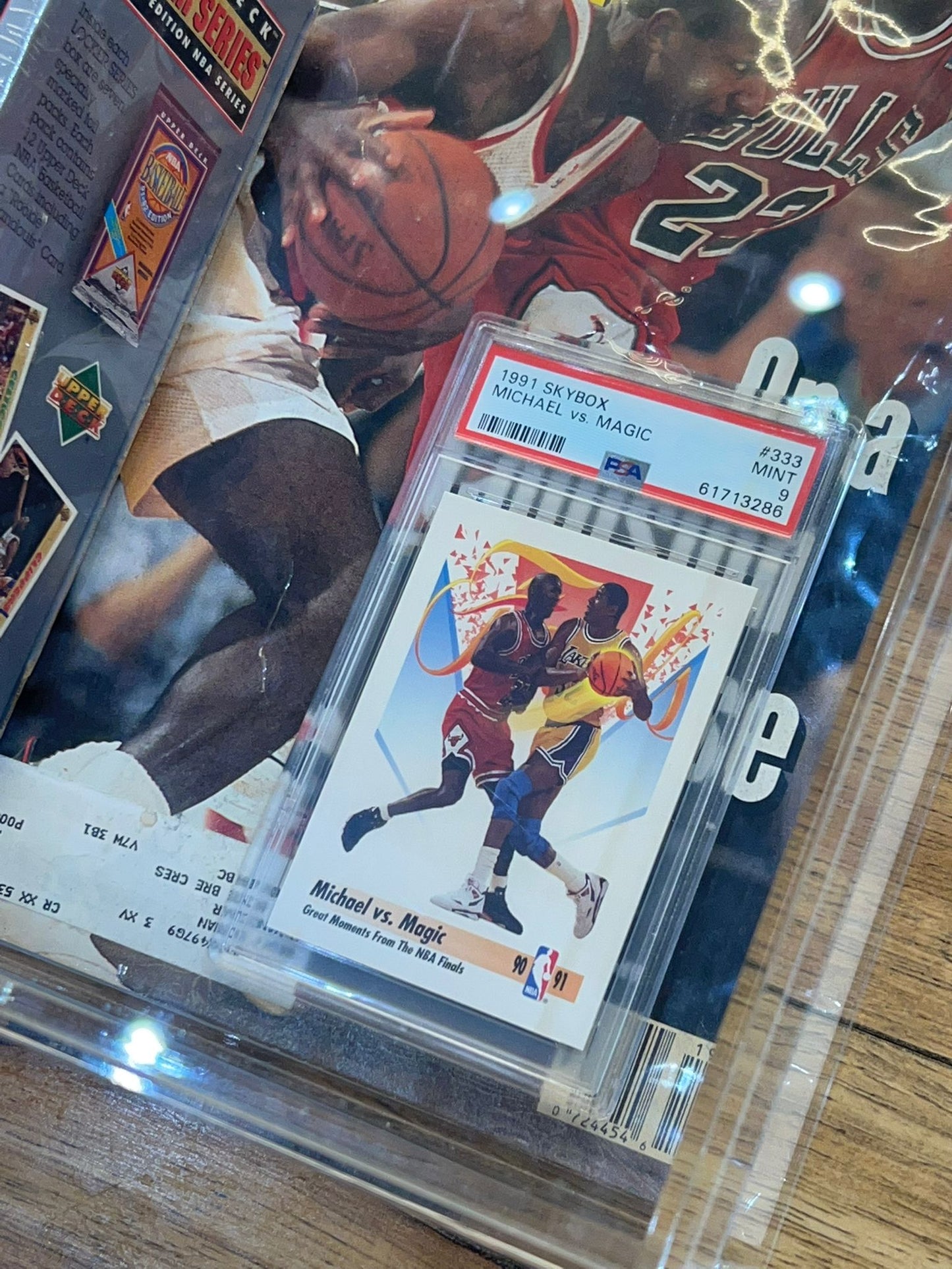 Michael Jordan 90s magazine + slab + sealed card pack bundle