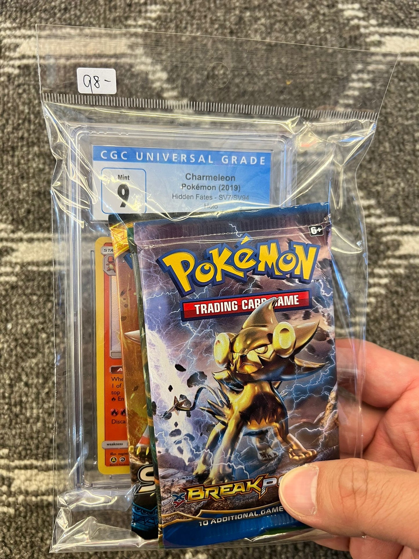 Pokémon graded card + 3 sealed booster pack Apr1 , 98.00