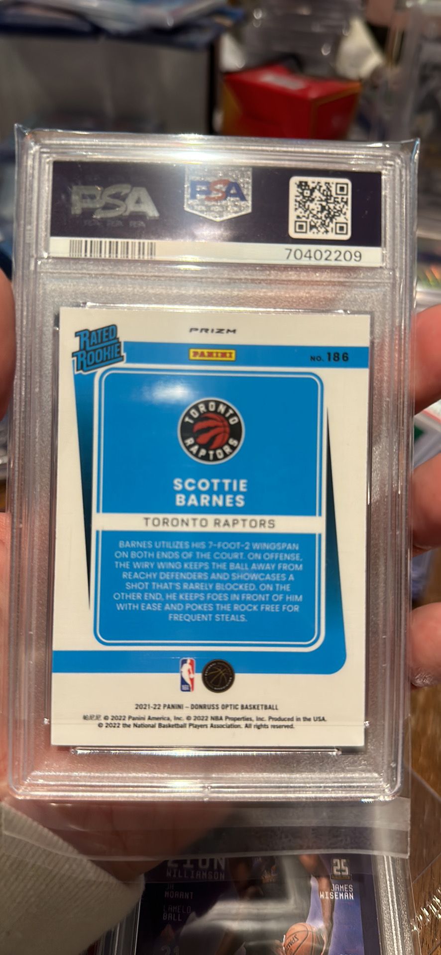 Scottie Barnes 2021 Panini Donruss Optic "Purple" Rookie #186 * PSA 9 * MINT