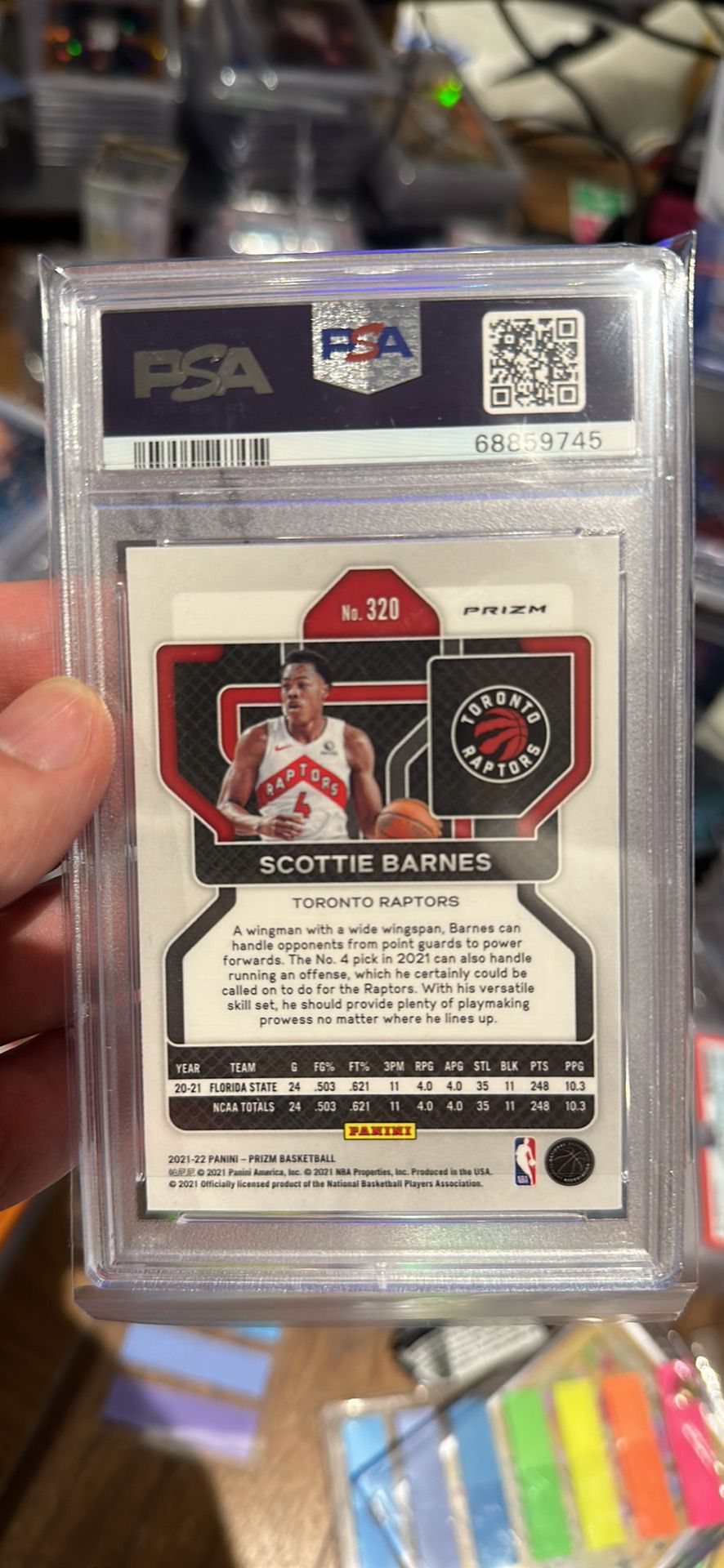 2021-22 Prizm Scottie Barnes Silver Prizm Rookie RC #320 PSA 9