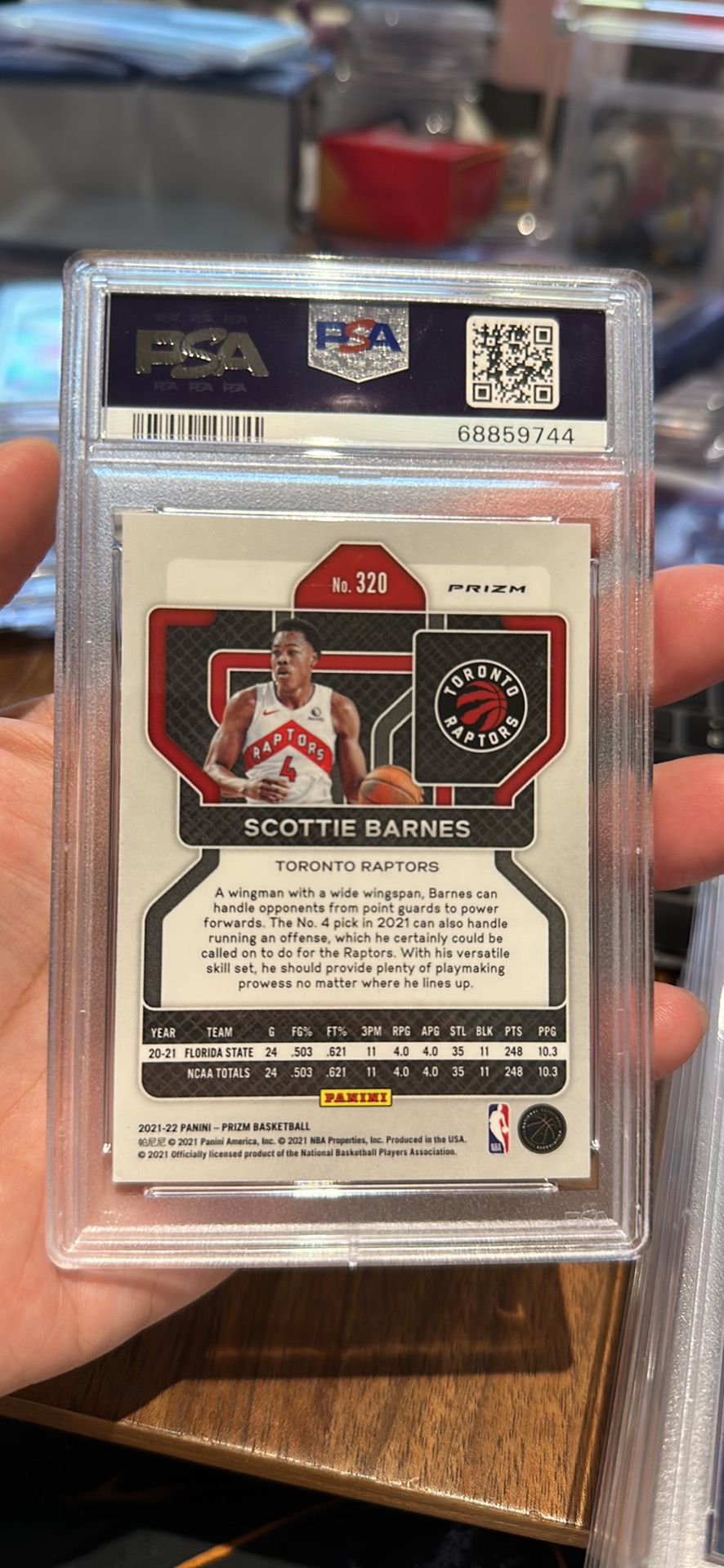 Scottie Barnes 2021 Panini Prizm Green Prizm #320 PSA 9 Rookie Card Raptors