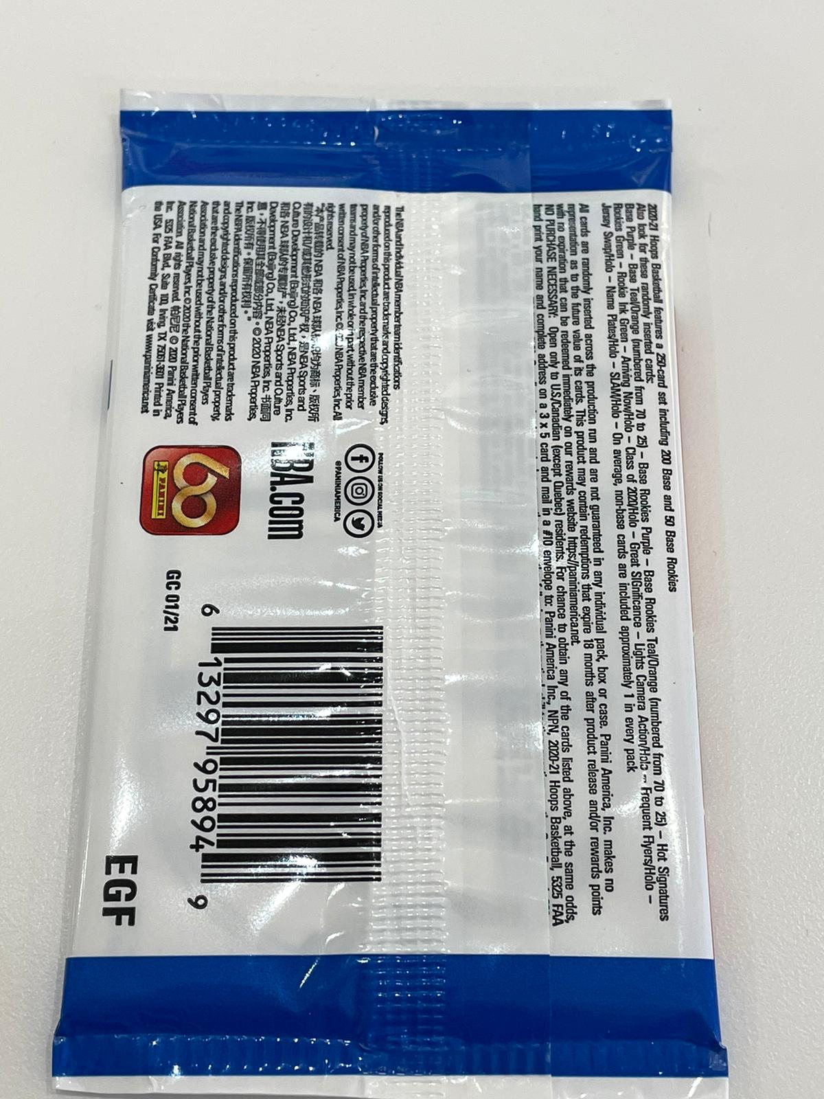 Panini 2020-21 NBA Hoops Basketball Card Pack (8cards)