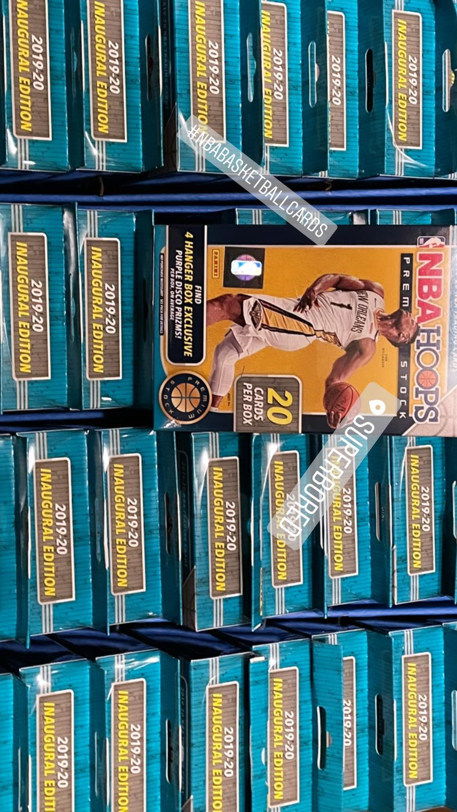 2019/20 panini hoops premium stock hanger box ( 20 cards per box , 4 purple disco prism per box ! )