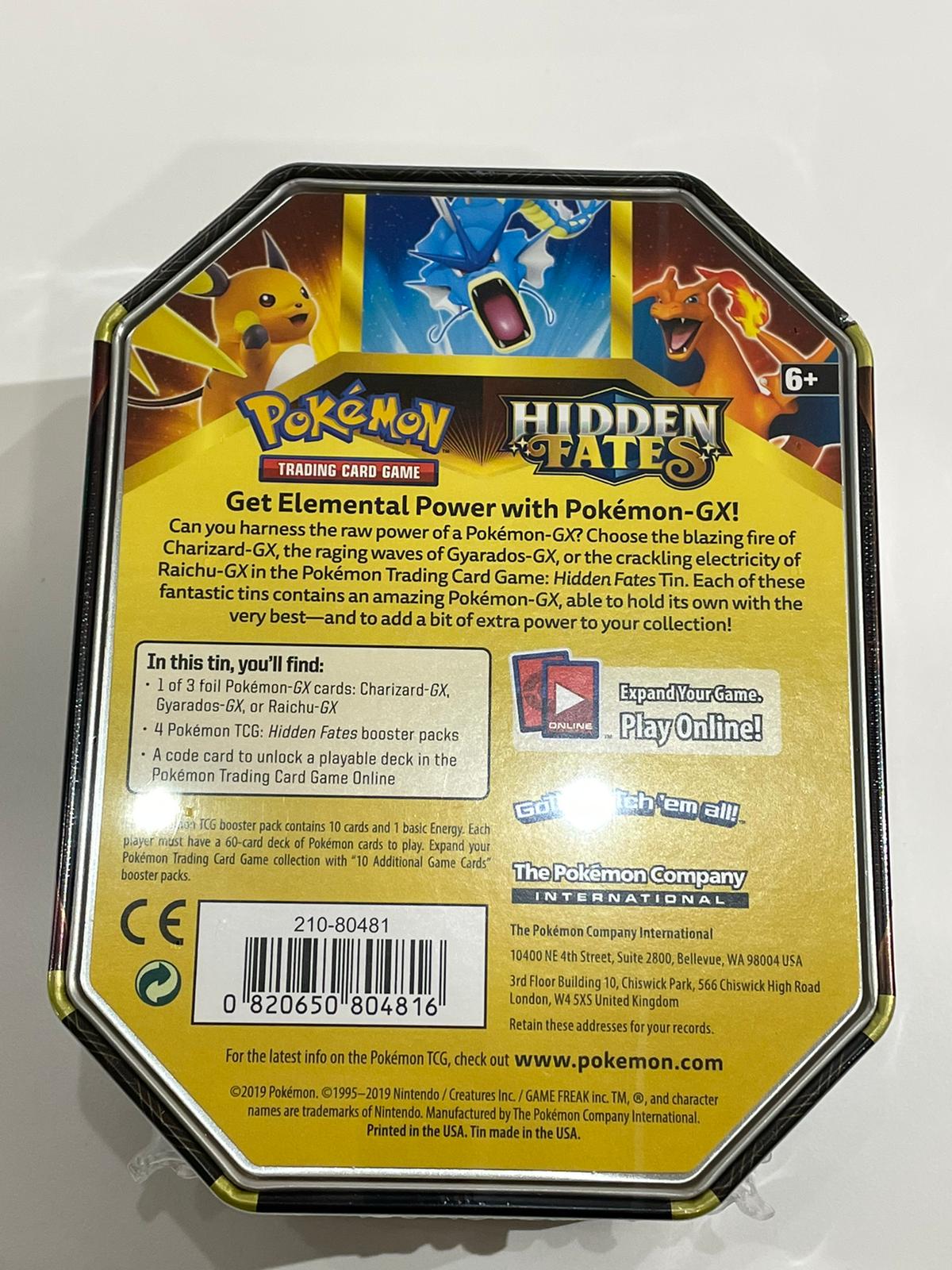 Pokemon Hidden Fates Raichu-GX Collector's Tin