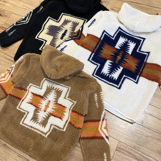 Pendleton Lamb Fleece Jacket (Black/White/Brown)