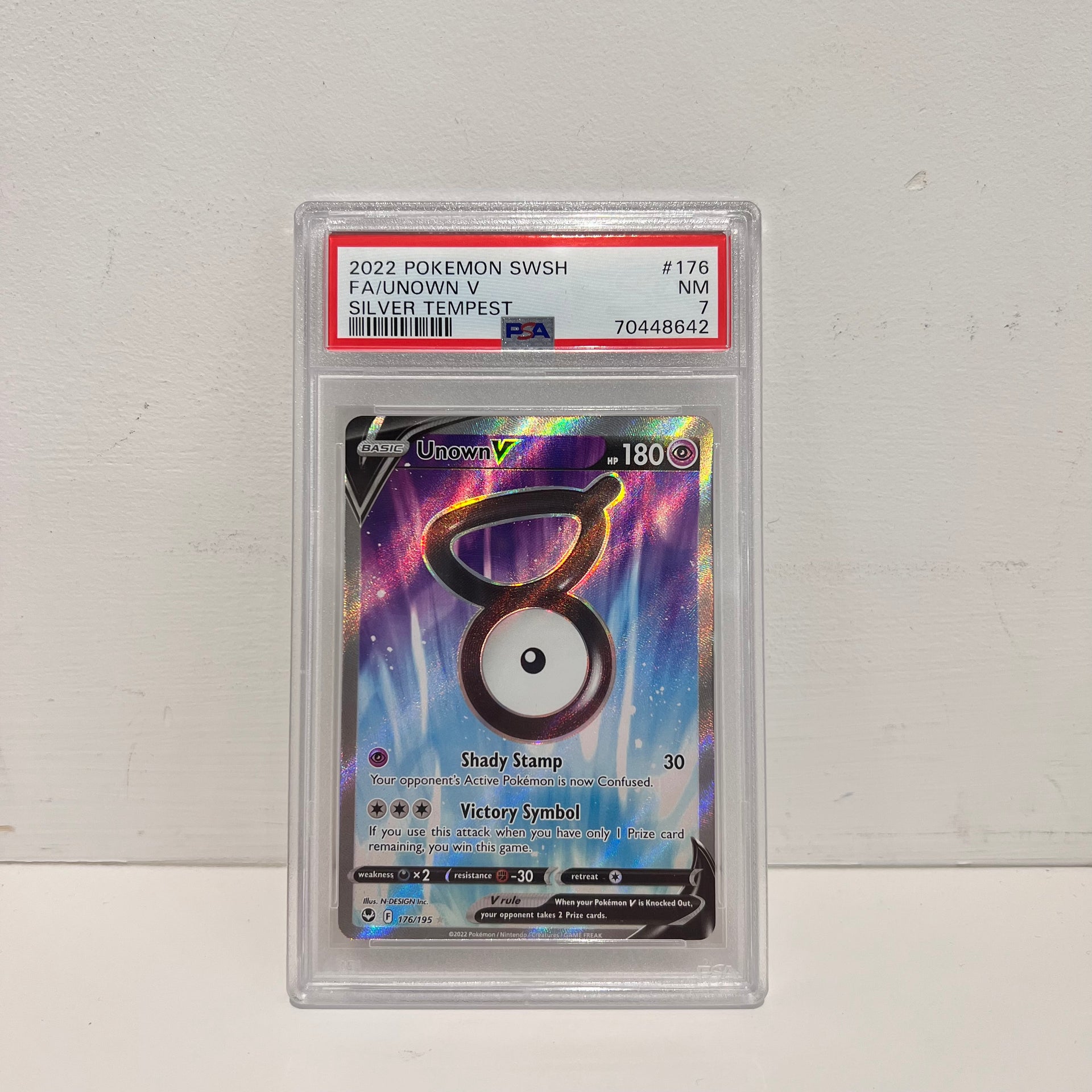 unown v pokemon card price Unknown V - 176/195 - PSA 7 - Full Art - Silver Tempest - Pokemon