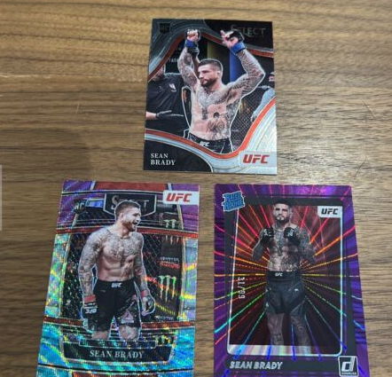 2022 Donruss Select UFC Sean Brady Rated Rookie Purple /99 Tri Prizm Octa 3 Card (Single)