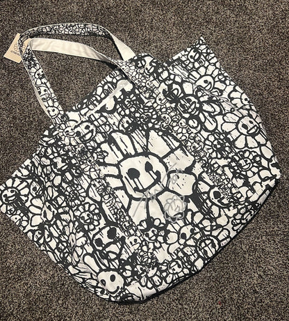 Takashi Murakami x Madsaki all over printed super size canvas bag with murakami Autograph of